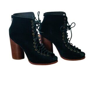 Jeffrey Campbell Free Love Lace Up Heels Black Suede Size 7.5 New